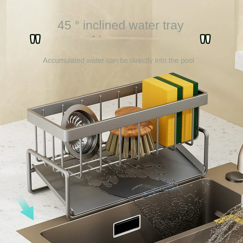 Stainless Steel Sink Drain Rack – Sponge & Dishcloth Storage