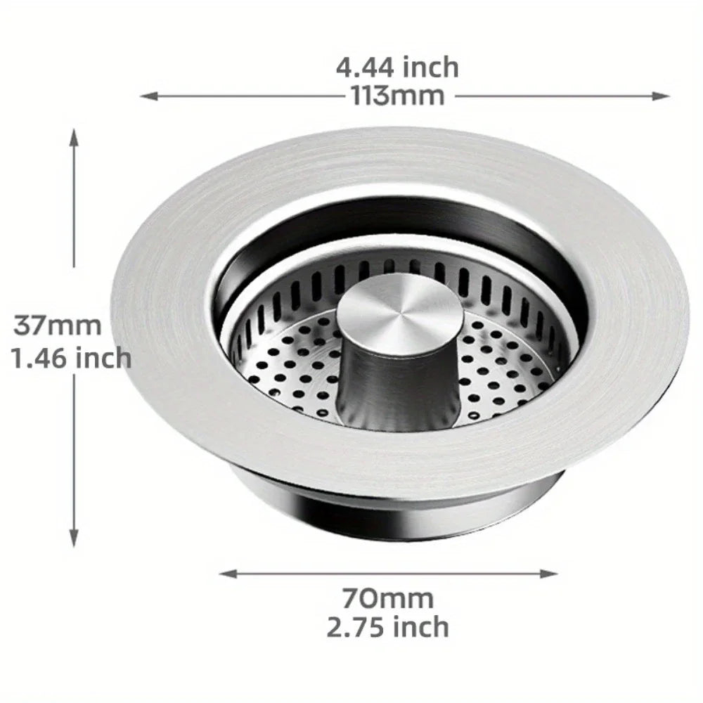 3-in-1 Stainless Steel Pop-Up Sink Strainer