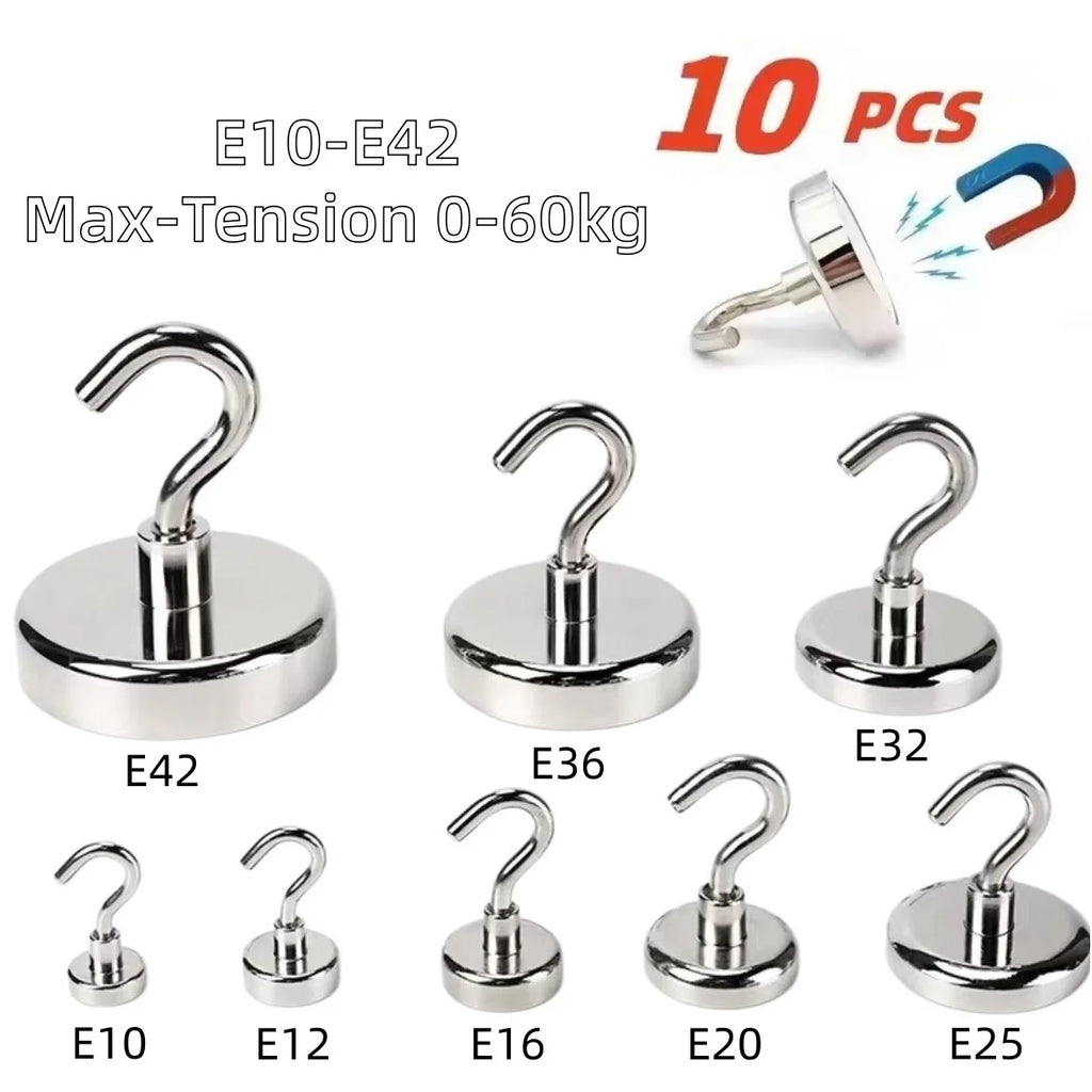 Strong Magnet Multi-Purpose Storage Hooks (10-Pack)