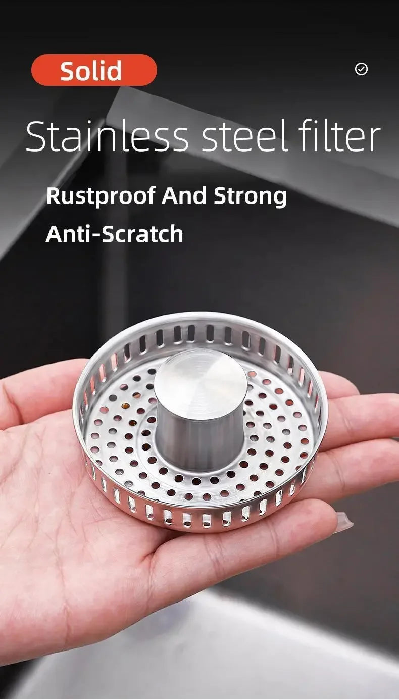 3-in-1 Stainless Steel Pop-Up Sink Strainer