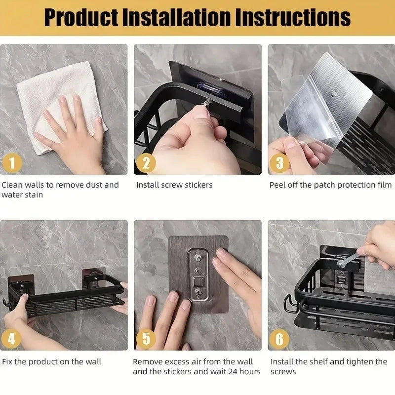 Drill-Free Bathroom Shower Shelf