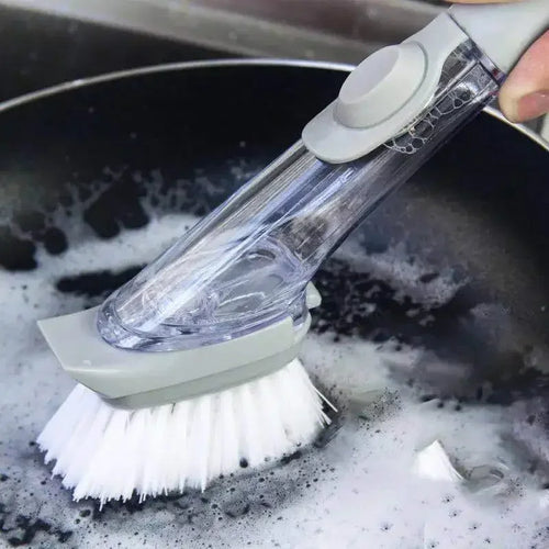 2-in-1 Long Handle Dish Brush with Soap Dispenser – Kitchen Cleaning Tool
