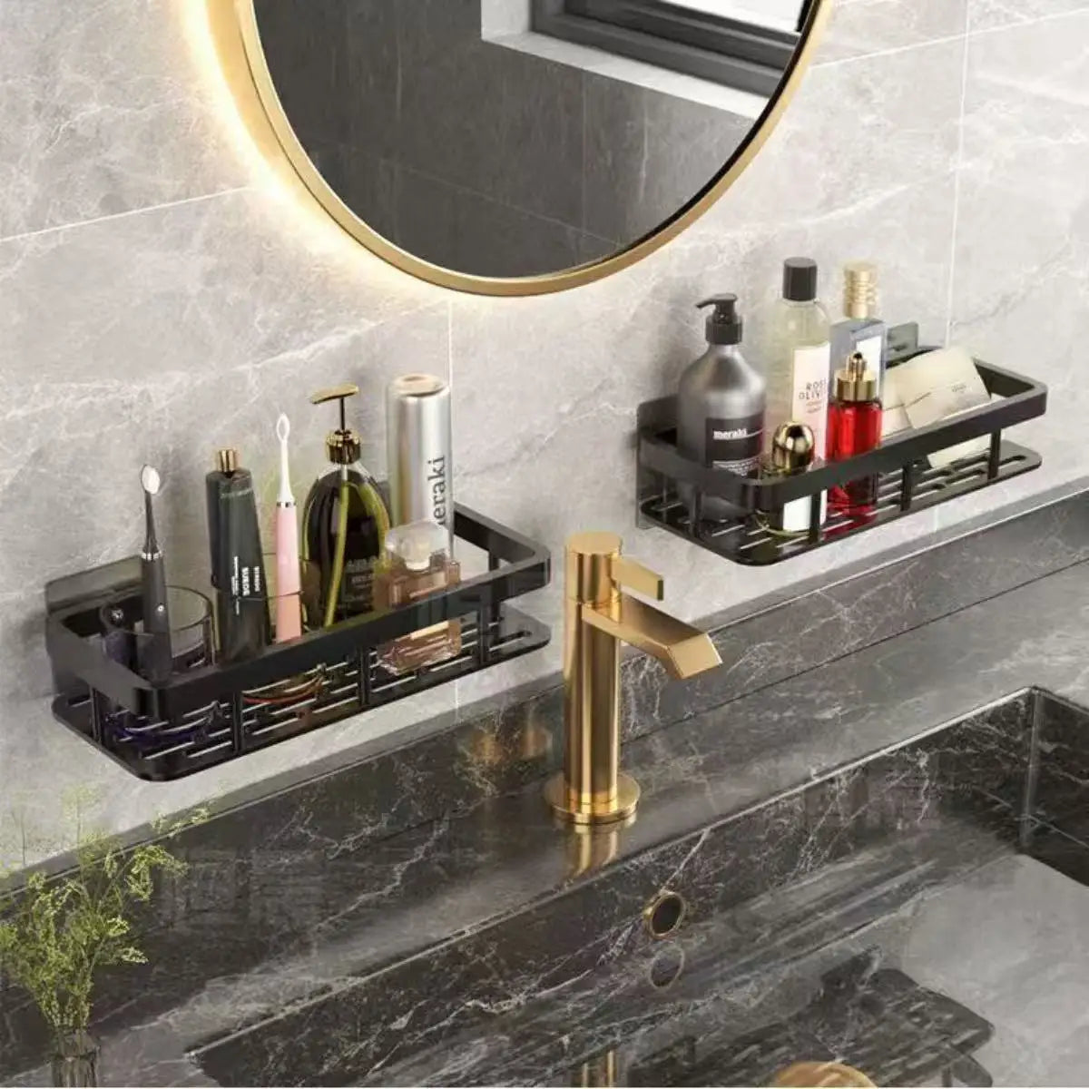 Drill-Free Wall-Mounted Shampoo Shelf
