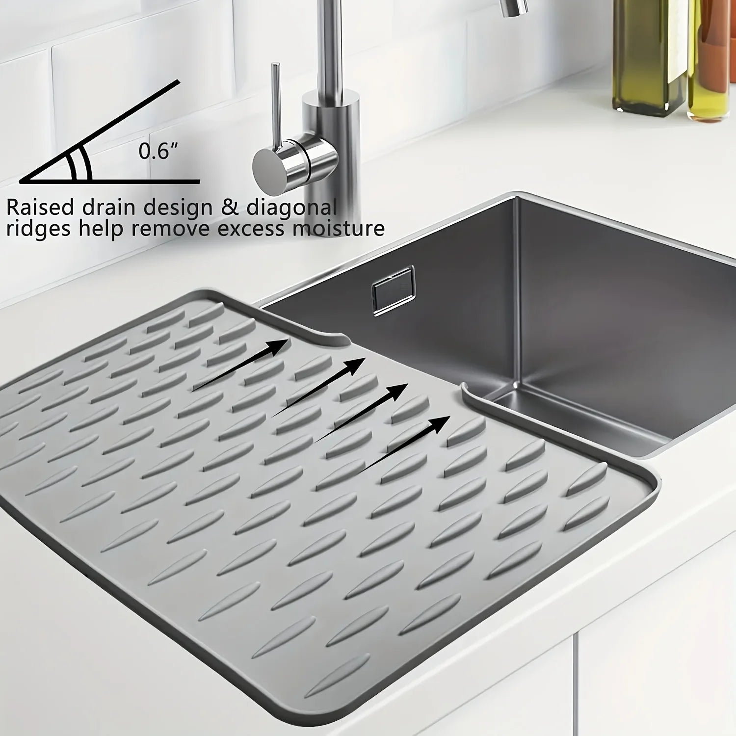 Silicone Drain Mat with Built-in Drainage – Countertop & Sink Mat
