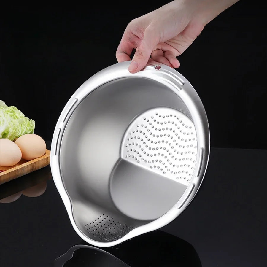 Stainless Steel Rice Washer Strainer Bowl