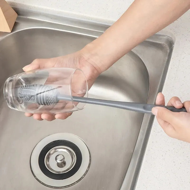 Long-Handle Silicone Bottle Cleaning Brush