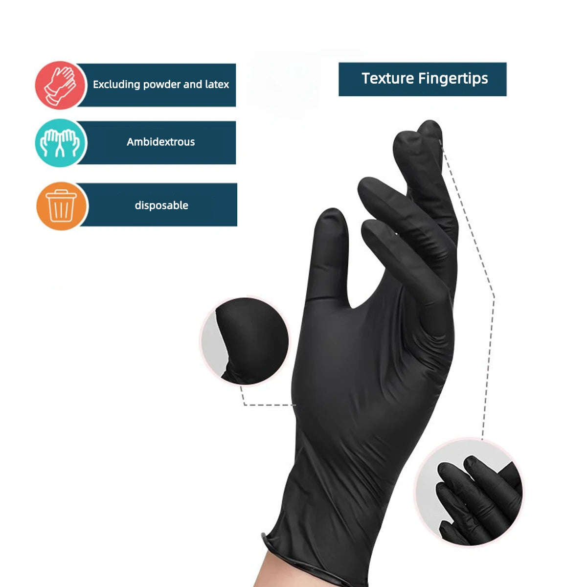 Disposable Black Nitrile Gloves (Multi-Pack)
