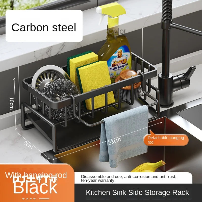 Stainless Steel Sink Drain Rack – Sponge & Dishcloth Storage