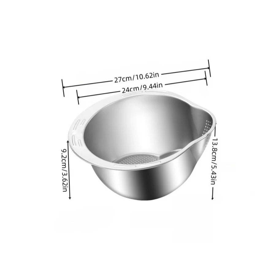 Stainless Steel Rice Washer Strainer Bowl