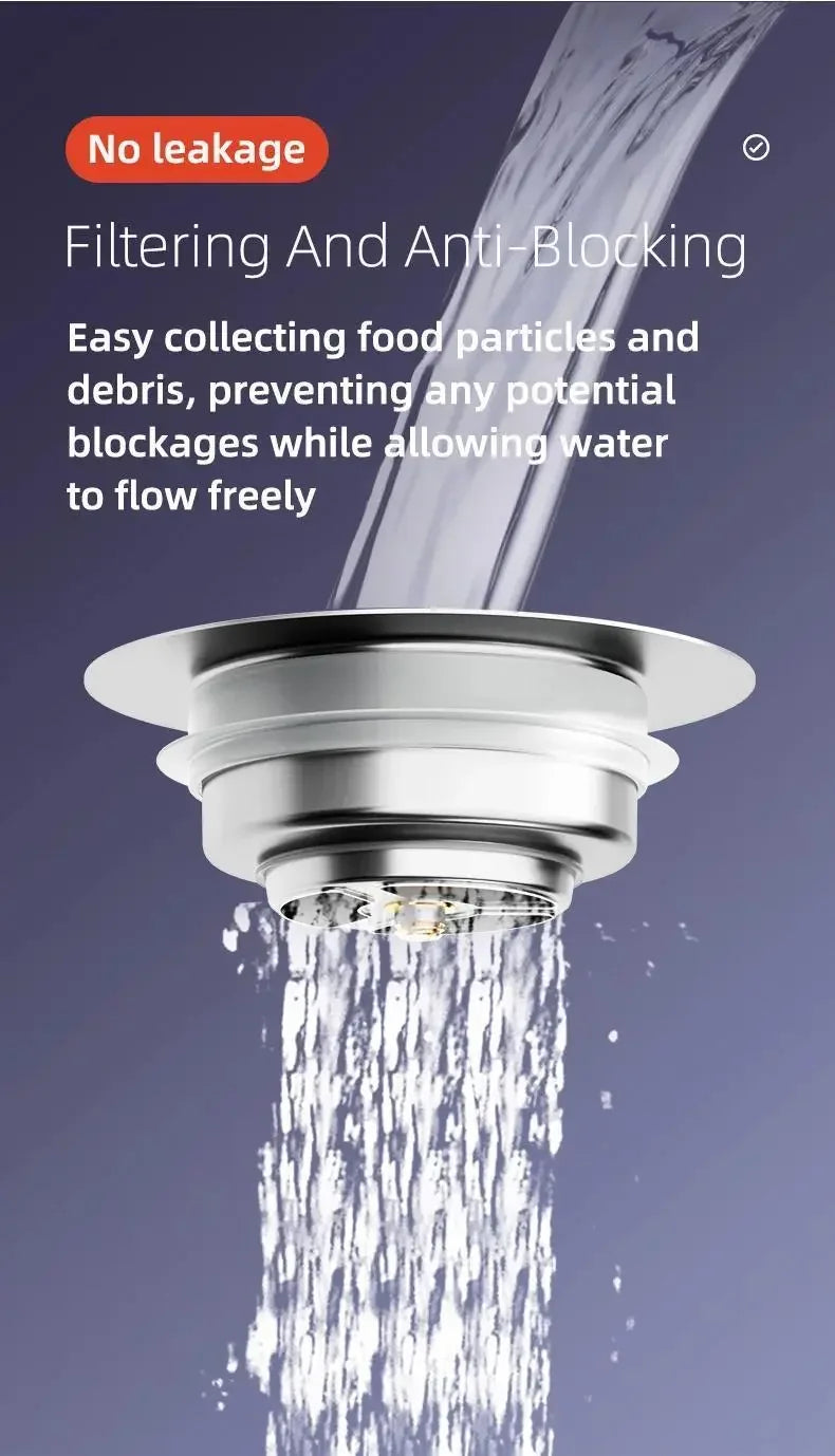 3-in-1 Stainless Steel Pop-Up Sink Strainer