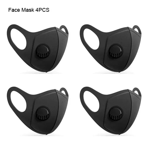 Reusable Black Anti Dust Mask PM2.5 Breathing Filter Valve Face Mouth Masks Cover Washable Anti Fog Haze Respirator Men Women