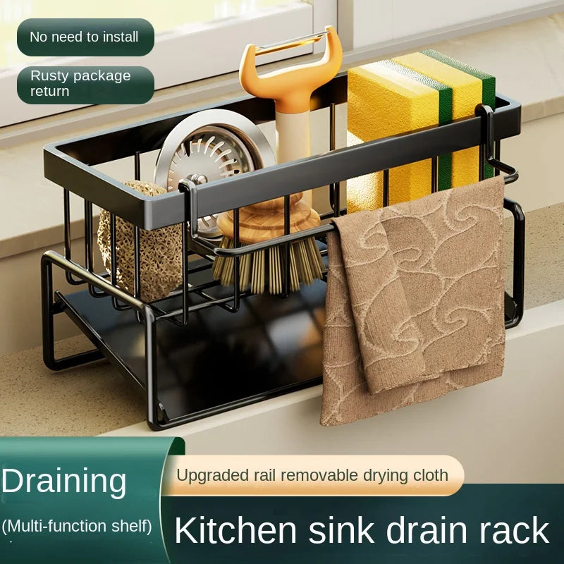 Stainless Steel Sink Drain Rack – Sponge & Dishcloth Storage