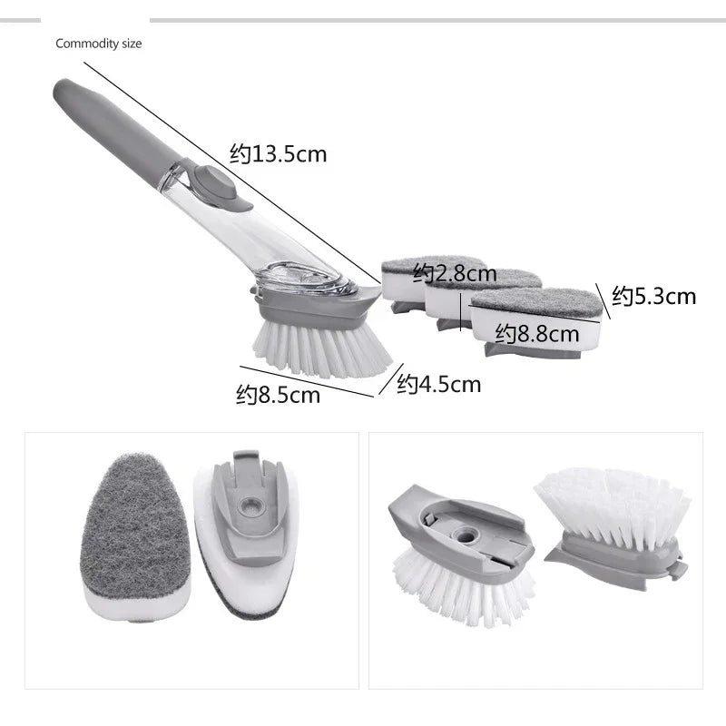 2-in-1 Long Handle Dish Brush with Soap Dispenser – Kitchen Cleaning Tool