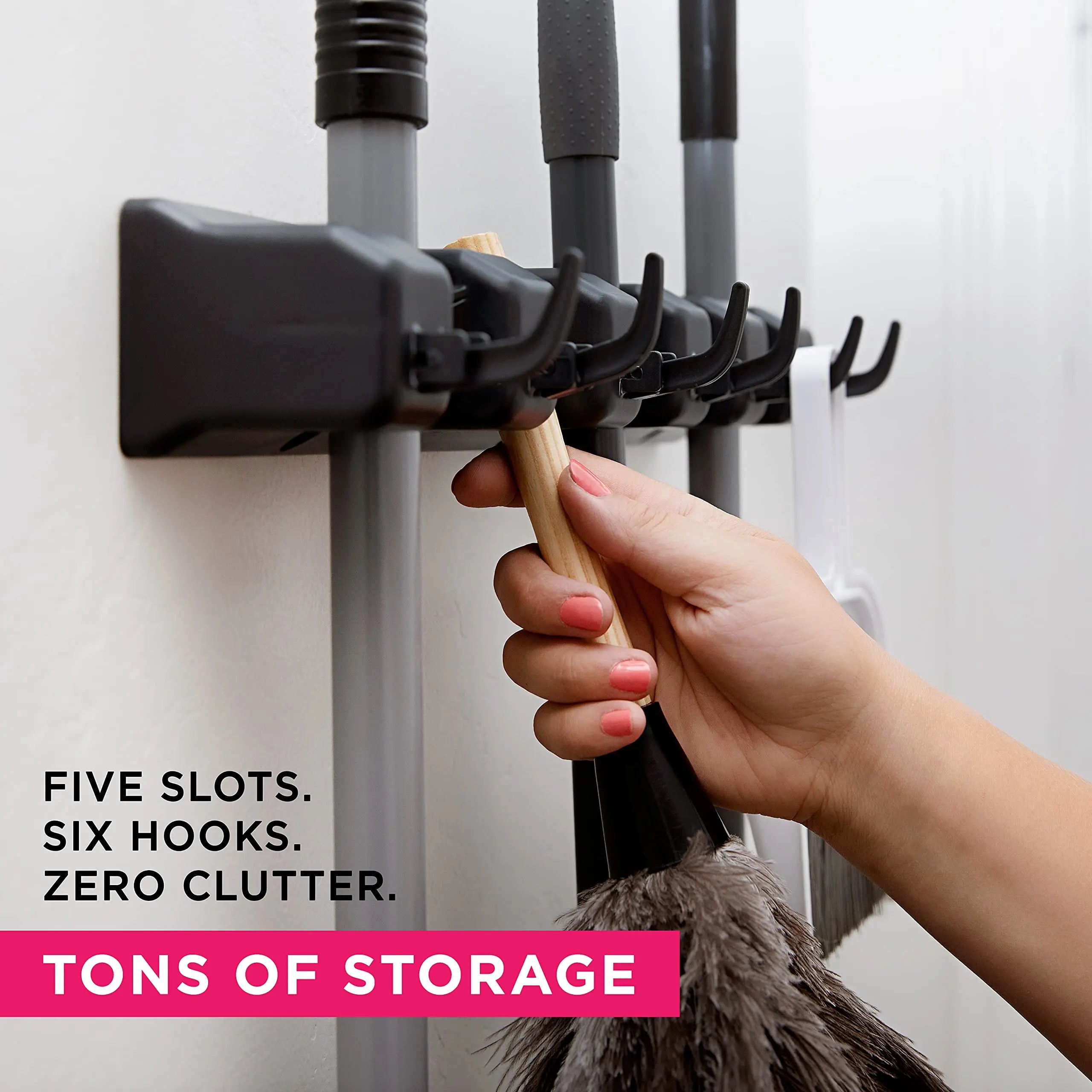 Wall-Mounted Multi-Position Mop & Broom Holder