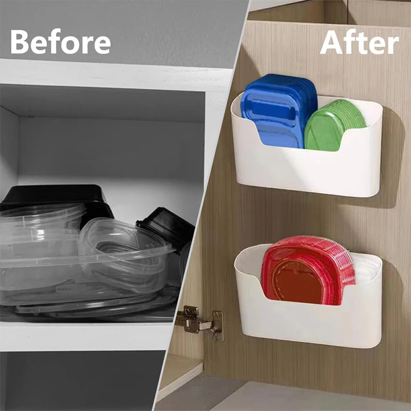 Wall-Mounted Adhesive Cabinet Storage Rack – Under Sink Bathroom Organizer