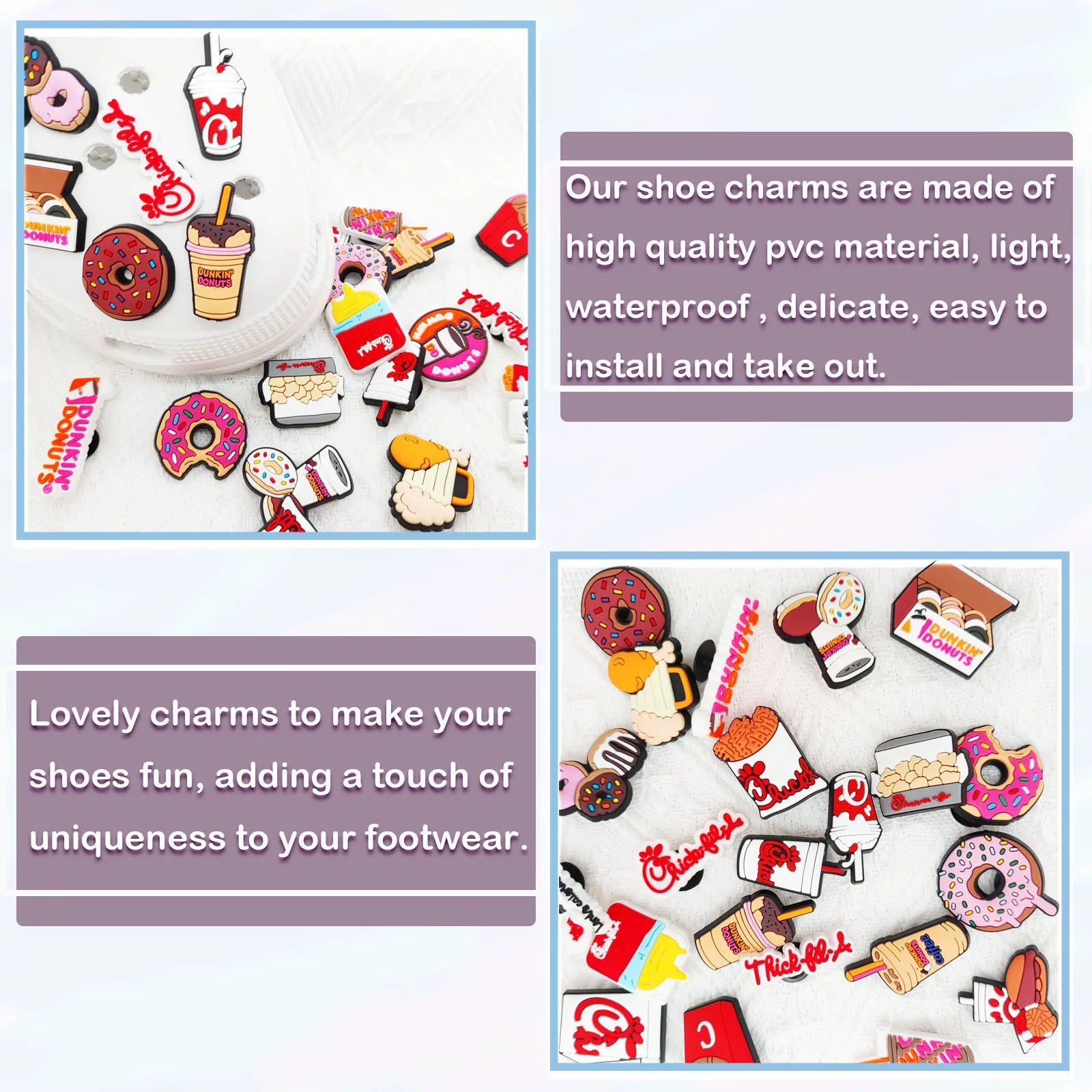 Cute Food & Cartoon Shoe Charms (23-Pack)