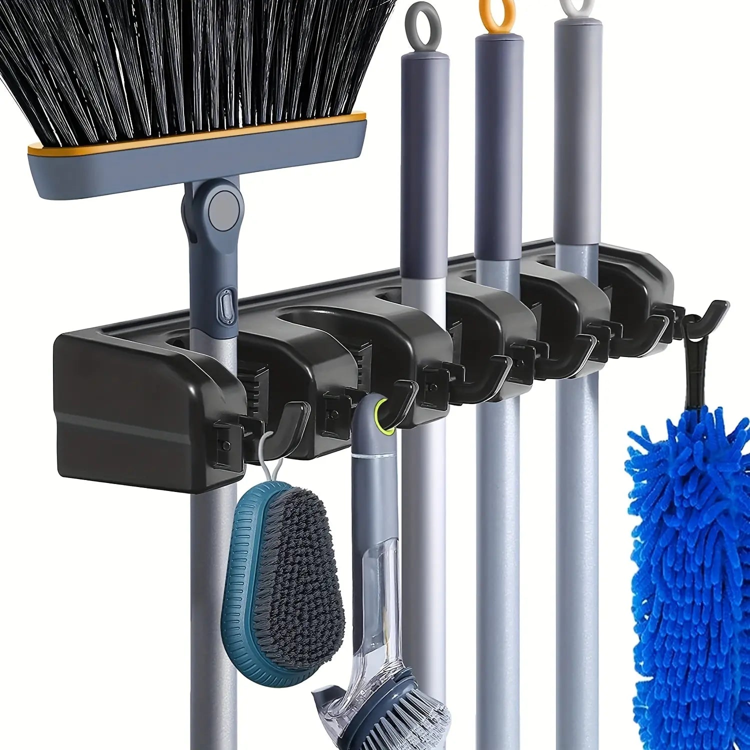 Wall-Mounted Multi-Position Mop & Broom Holder
