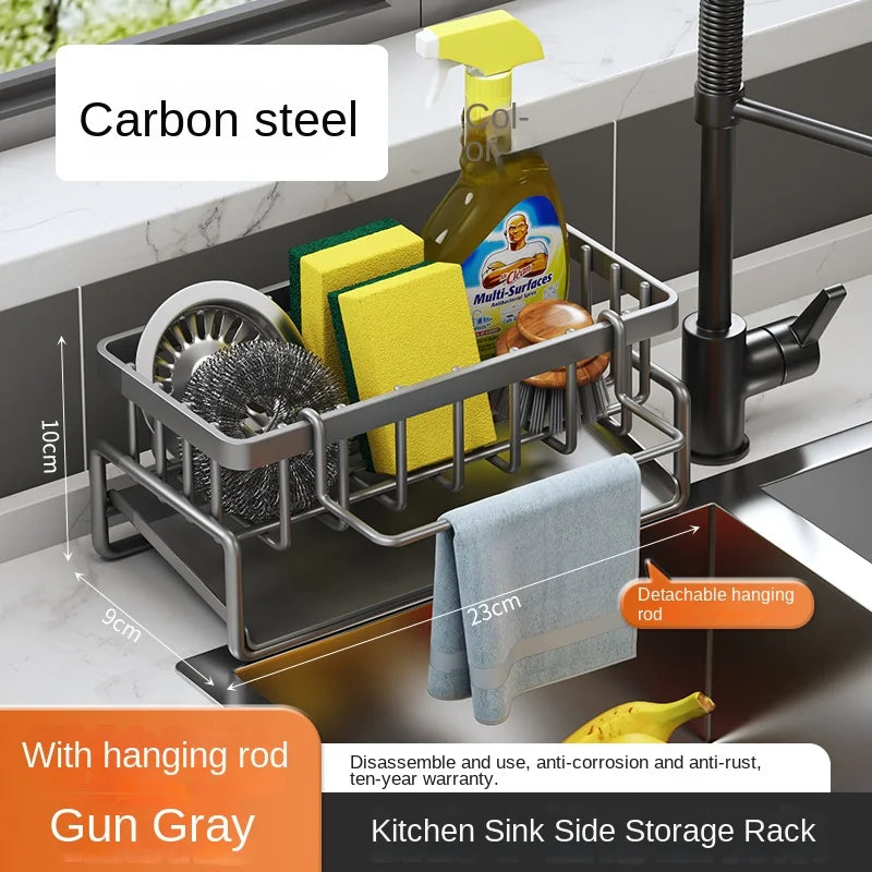 Stainless Steel Sink Drain Rack – Sponge & Dishcloth Storage