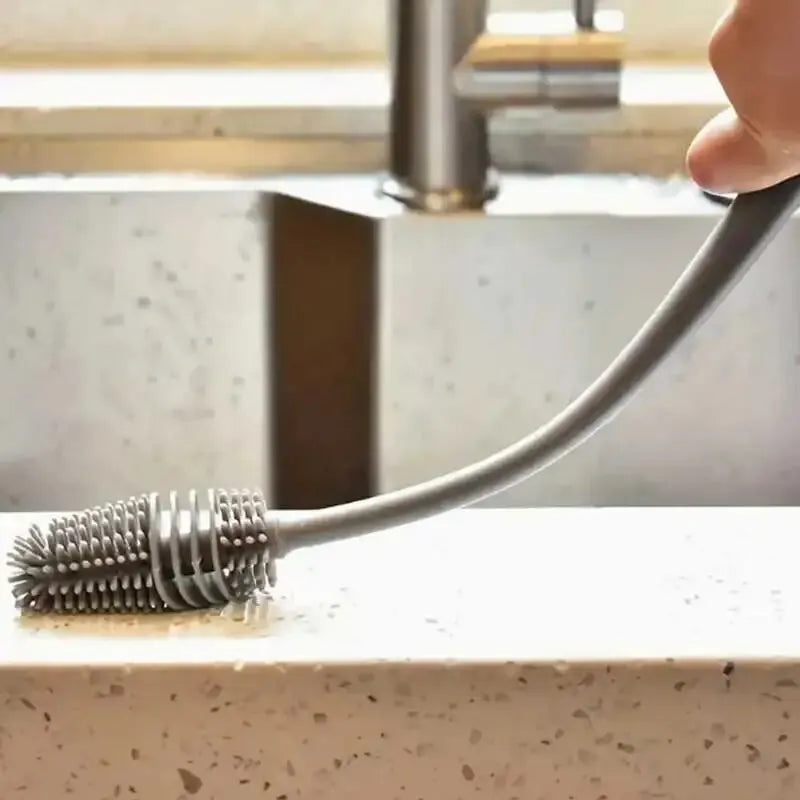 Long-Handle Silicone Bottle Cleaning Brush